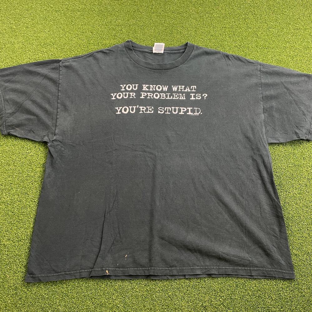 Vintage 90s Y2K NOW AND ZEN Funny Stupid Message Spellout T-Shirt Sz 2XL
